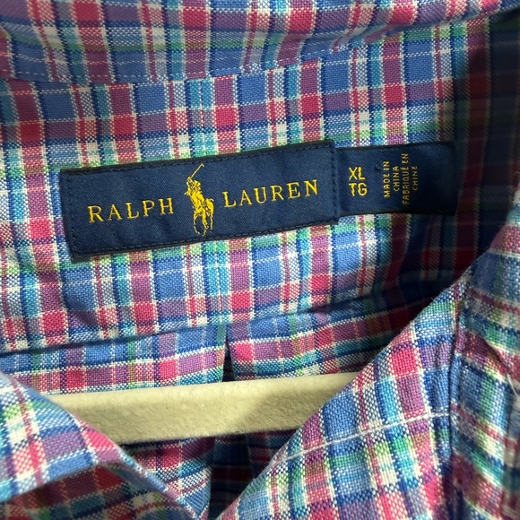 Ralph Lauren Men’s Plaid Button Down Shirt XL 100% Cotton Long Sleeve - Picture 3 of 6